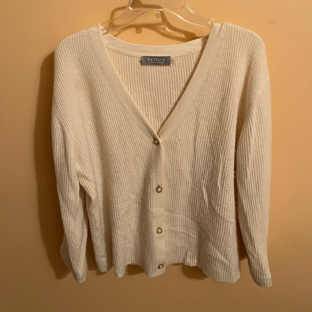 Ravella cream cashmere cardigan